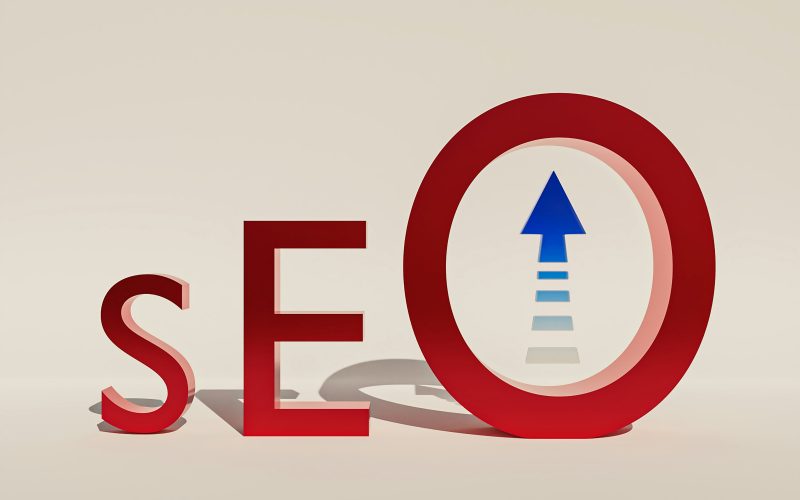 3D rendering of the word "SEO" with an upward arrow inside the letter "O," symbolizing emerging SEO content trends and the future rise in digital visibility.